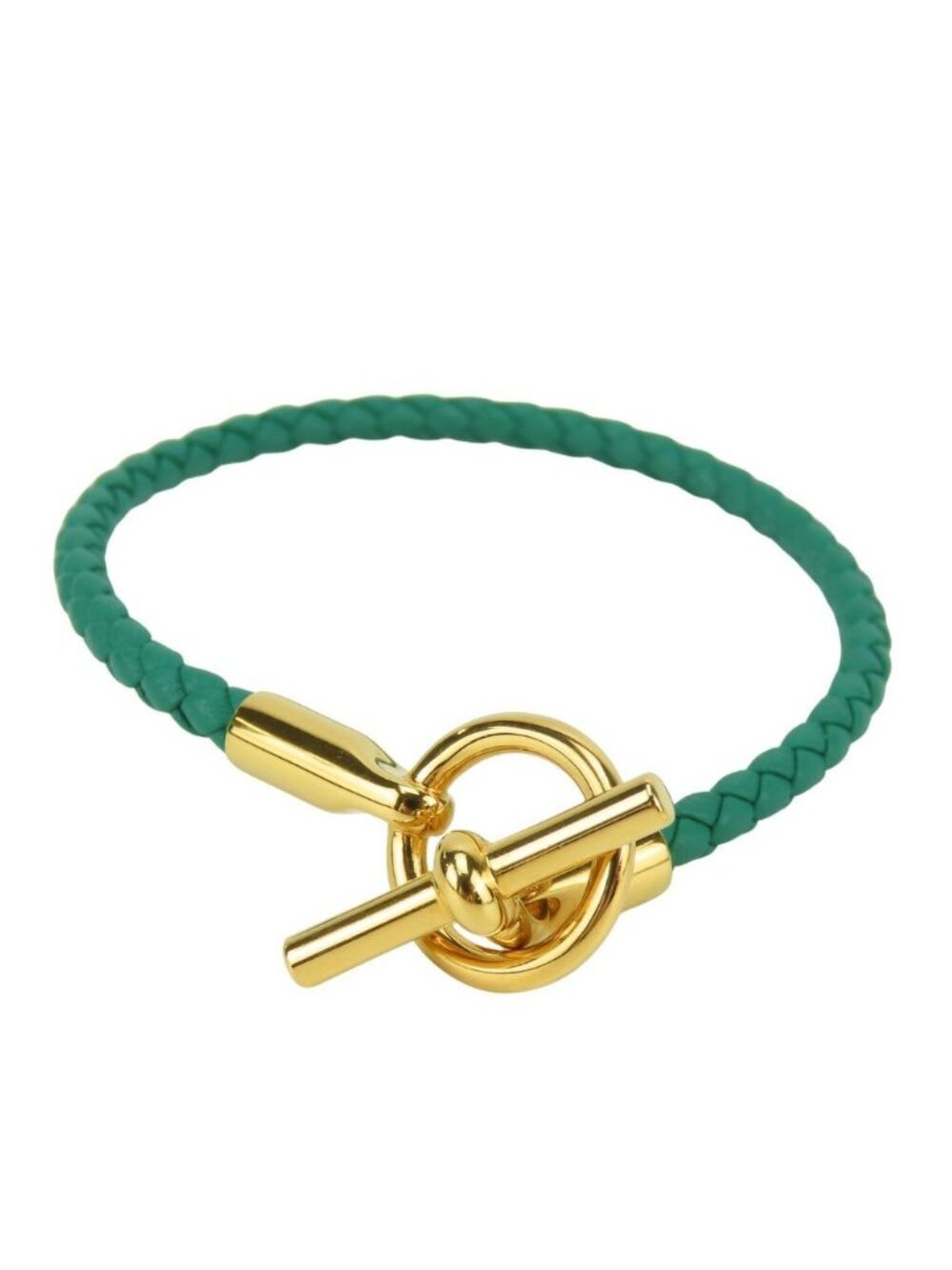 Hermes Bracelet Glenan Leather Metal Green Gold